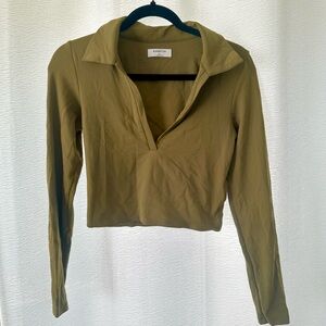Babaton Long-Sleeve Cropped Polo Top